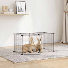Berkfield 8-Panel Pet Cage with Door Black 35x35 cm Steel