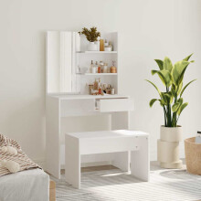 Berkfield Dressing Table Set White 74.5x40x141 cm