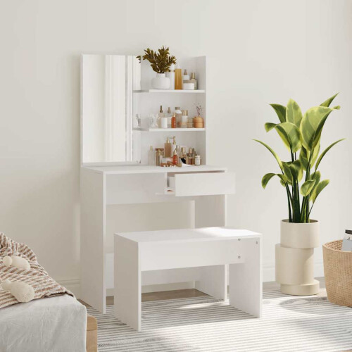 Berkfield Dressing Table Set White 74.5x40x141 cm