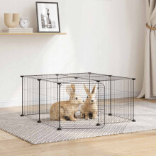 Berkfield 12-Panel Pet Cage with Door Black 35x35 cm Steel