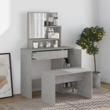 Berkfield Dressing Table Set Concrete Grey 86.5x35x136 cm
