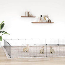 Berkfield 44-Panel Pet Cage with Door Black 35x35 cm Steel