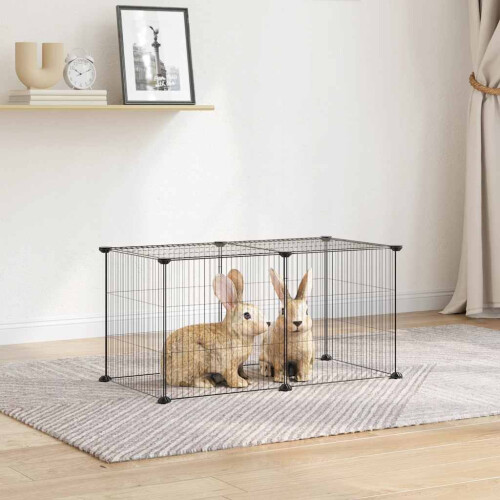 Berkfield 8-Panel Pet Cage Black 35x35 cm Steel