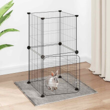 Berkfield 8-Panel Pet Cage with Door Black 35x35 cm Steel