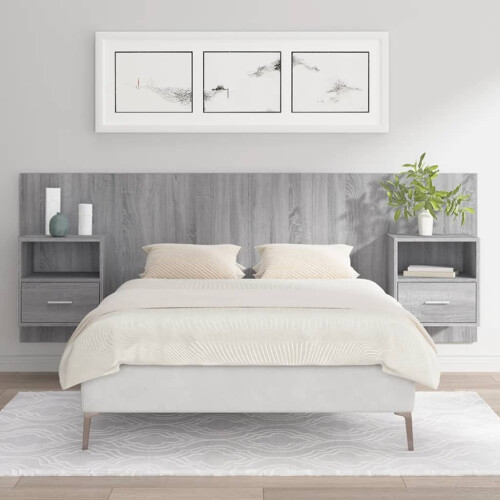 Berkfield Bed Headboard with Cabinets Grey Sonoma Engineered Wood