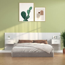 Berkfield Bed Headboard with Cabinets White Engineered Wood
