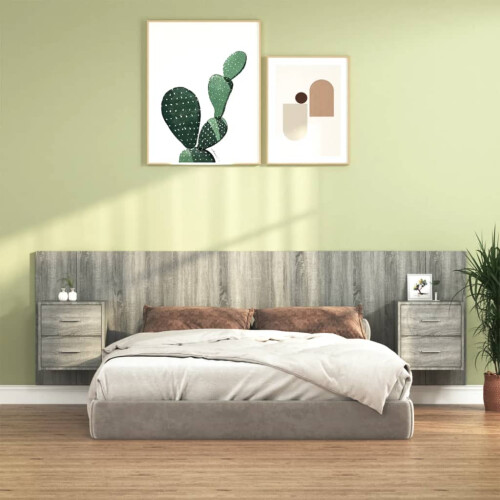 Berkfield Bed Headboard with Cabinets Grey Sonoma Engineered Wood