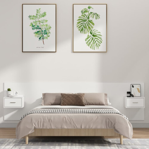Berkfield Bed Headboard with Cabinets White Engineered Wood