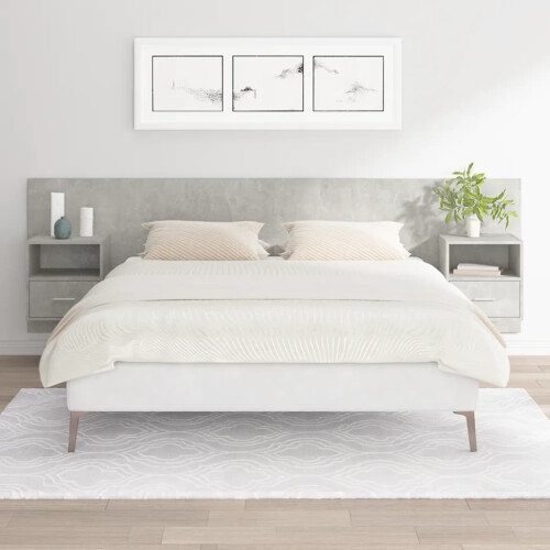 Berkfield Bed Headboard with Cabinets Concrete Grey Engineered Wood