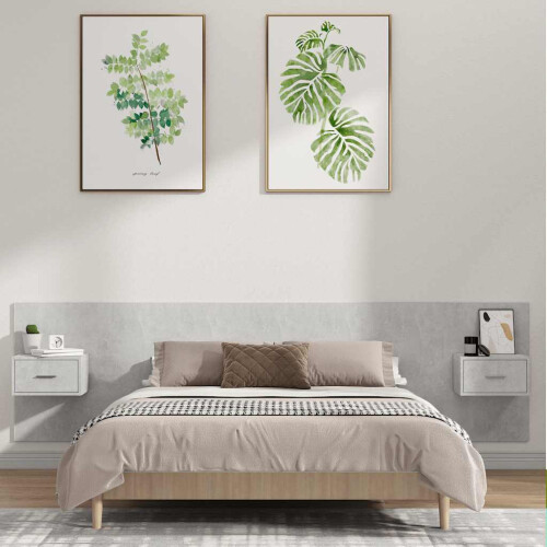 Berkfield Bed Headboard with Cabinets Concrete Grey Engineered Wood