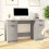 Berkfield Desk with Side Cabinet Concrete Grey Engineered Wood 1