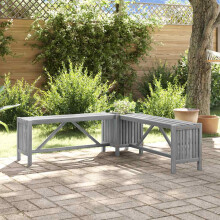 Berkfield Garden Corner Bench with Planter 117cm Solid Acacia Wood Grey