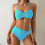 Women's Ring Linked Tie Backless Halter Bikini-mustardgreen M 4