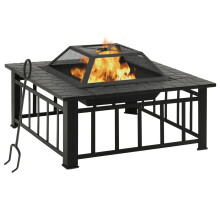 Berkfield Garden Fire Pit with Poker 81x81x47 cm XXL Steel