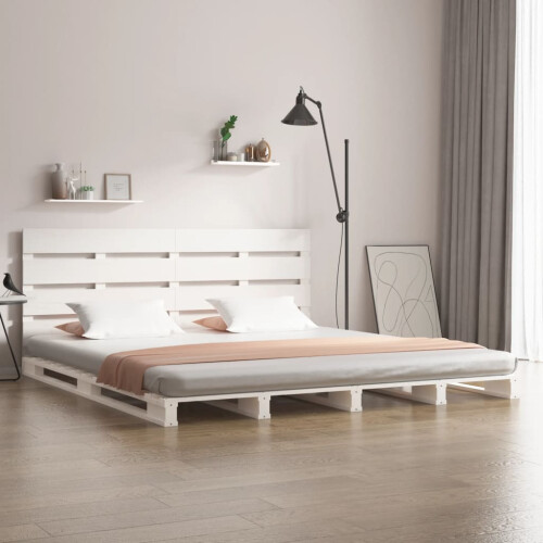 Berkfield Bed Frame without Mattress White 180x200 cm Super King Solid Wood Pine