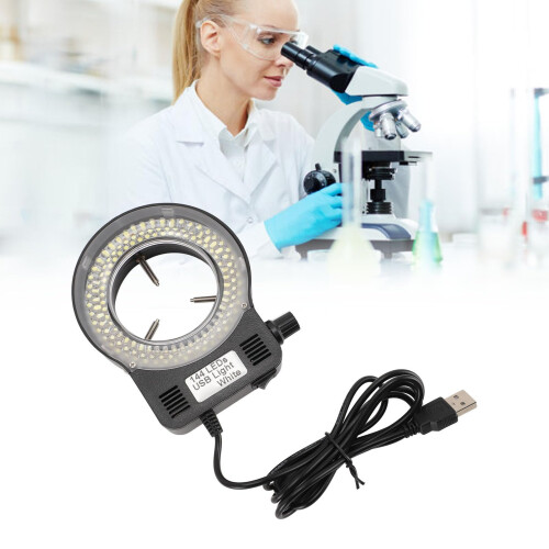 144 LED Microscope Ring Light with Adjustable Brightness USB Powered for Stereo Microscope Illumination 2