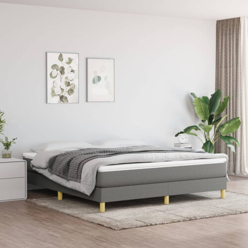 Berkfield Box Spring Bed Frame Dark Grey Super King Fabric (UK/IE/FI/NO only)