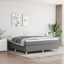 Berkfield Box Spring Bed Frame Dark Grey Super King Fabric (UK/IE/FI/NO only)