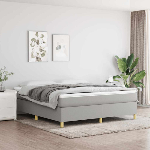 Berkfield Box Spring Bed Frame Light Grey Super King Fabric (UK/IE/FI/NO only)