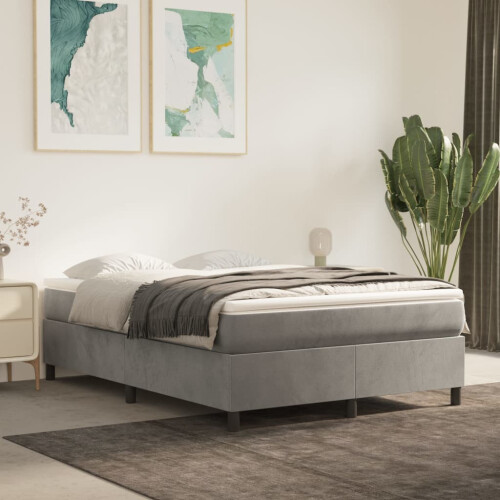 Berkfield Box Spring Bed Frame Light Grey Double Velvet (UK/IE/FI/NO only)