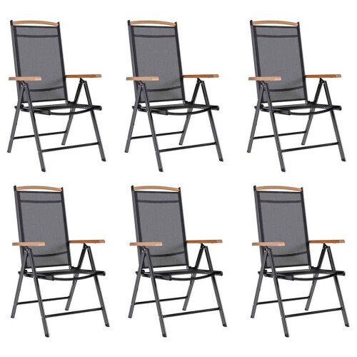 Berkfield Folding Garden Chairs 6 pcs Textilene Black