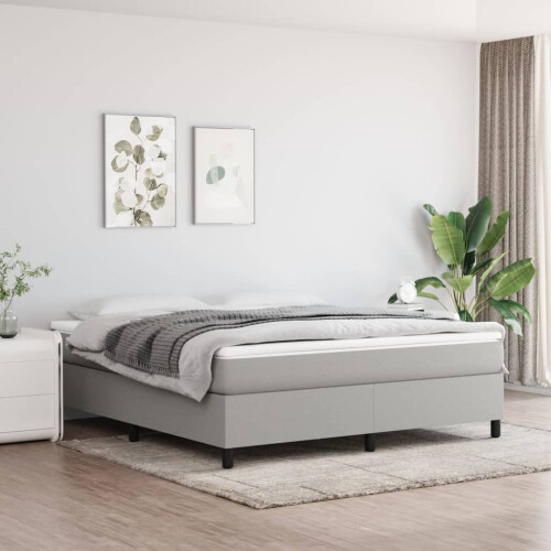 Berkfield Box Spring Bed Frame Light Grey Super King Fabric (UK/IE/FI/NO only)