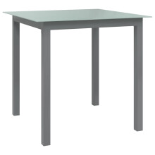 Berkfield Garden Table Light Grey 80x80x74 cm Aluminium and Glass