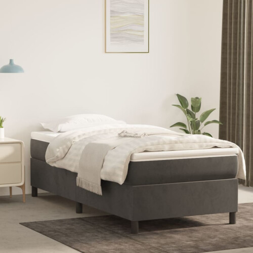 Berkfield Box Spring Bed Frame Dark Grey Single Velvet (UK/IE/FI/NO only)