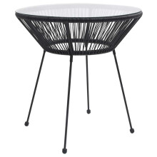 Berkfield Garden Dining Table Black ò70x74 cm Rattan and Glass