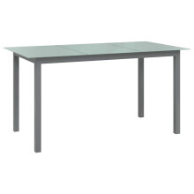 Berkfield Garden Table Light Grey 150x90x74 cm Aluminium and Glass