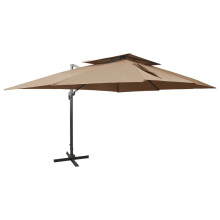 Berkfield Cantilever Garden Parasol with Double Top Taupe 400x300 cm