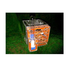 Mini Acrylic Ant Farm with Moisture Control Tower, Clear Observation Cube, 5Color Educational Ant Nest (Orange)