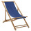 Berkfield Deck Chair Bamboo and Canvas Navy Blue 1