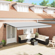 Berkfield Awning Frame Manual Anthracite 500 x 300 cm Aluminium