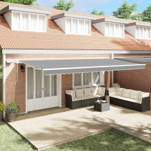 Berkfield Awning Frame with LED Strip Lights White 600 x 350 cm Aluminium
