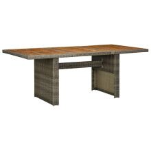 Berkfield Garden Table Brown Poly Rattan and Solid Acacia Wood