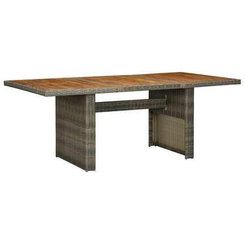 Berkfield Garden Table Brown Poly Rattan and Solid Acacia Wood