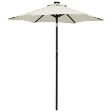 Berkfield Garden Parasol with LED Lights Sand 200x211 cm Aluminium