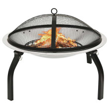 Berkfield 2-in-1 Fire Pit and BBQ with Poker 56x56x49 cm Stainless Steel