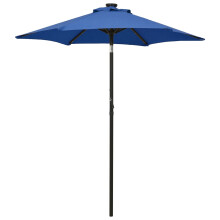 Berkfield Garden Parasol with LED Lights Azure Blue 200x211 cm Aluminium