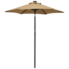 Berkfield Garden Parasol with LED Lights Taupe 200x211 cm Aluminium