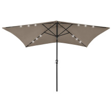 Berkfield Garden Parasol with LEDs and Steel Pole Taupe 2x3 m