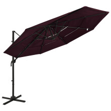 Berkfield 4-Tier Garden Parasol with Aluminium Pole Bordeaux Red 3x3 m