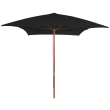 Berkfield Garden Parasol with Wooden Pole Black 200x300 cm