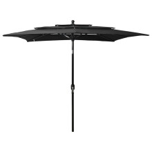 Berkfield 3-Tier Garden Parasol with Aluminium Pole Black 2.5x2.5 m