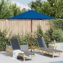 Berkfield Garden Parasol with Wooden Pole Blue 150x200 cm
