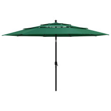 Berkfield 3-Tier Garden Parasol with Aluminium Pole Green 3.5 m