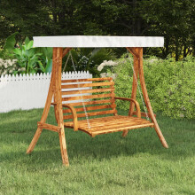 Berkfield Swing Frame with Cream Roof Solid Bent Wood with Teak Finish
