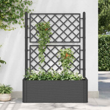 Berkfield Garden Raised Bed with Trellis and Self Watering System Anthracite
