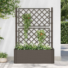 Berkfield Garden Raised Bed with Trellis and Self Watering System Mocha